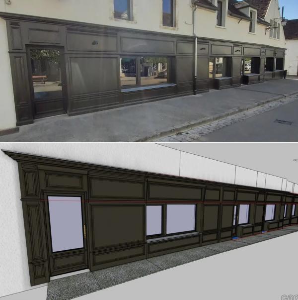 Façade bois + plan 3D